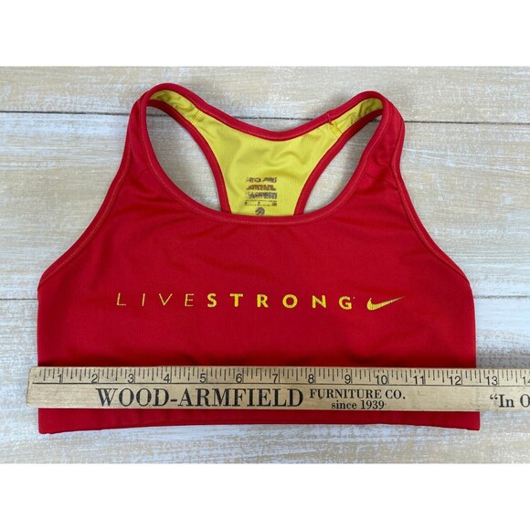 Nike Livestrong Dri-Fit Athletic Sports Bra Red & Yellow Size Small - Picture 8 of 8